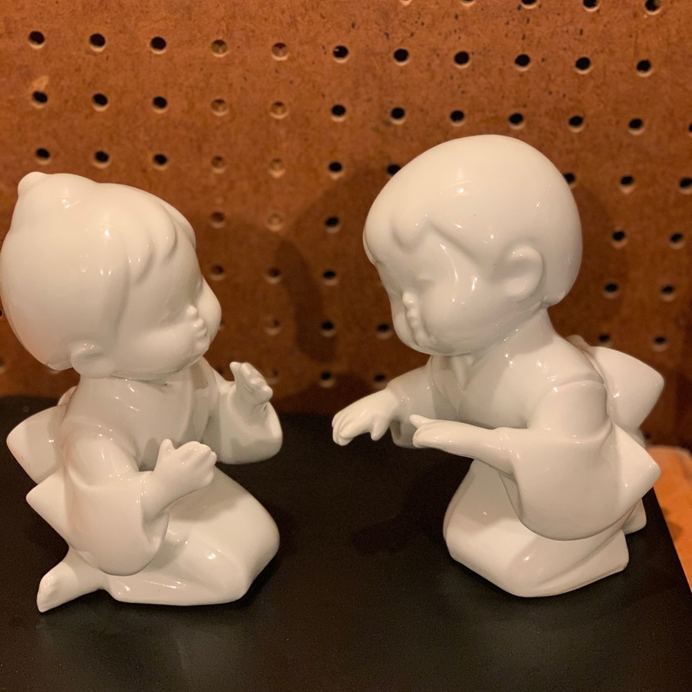 Two Vintage Japanese Porcelain Child Figurines
